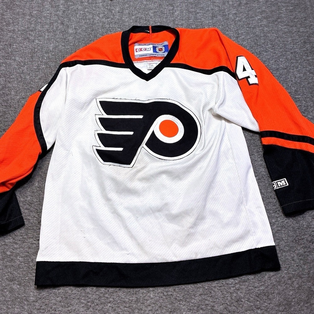 CCM Hockey Jersey Mens Medium Philadelphia Flyers Joni Pitkanen 44 NHL White